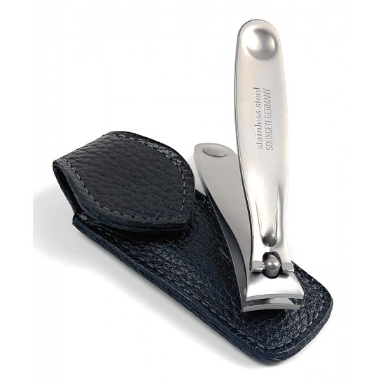 Shpitser Solingen TopInox ToeNail Clipper - Stainless Steel Cutter German Nail Trimmer - Toenail Clipper for Men & Women - Nail Care | Packed with Shpitser Leather Case (Black 8cm Toenail Clipper)
