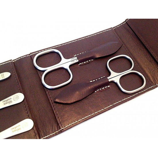 Niegeloh Solingen 5 pcs L TopInox Surgical Stainless Steel German Luxurious Handcrafted Mens Manicure Set Grooming Kit In Durable Shpitser's Brown Leather Case Made in Solingen Germany (Brown) Niegeloh Solingen 5 pcs L TopInox Surgical Stainless Steel German Luxurious Handcrafted Mens Manicure Set Grooming Kit In Durable Shpitser's Brown Leather Case Made in Solingen Germany (Brown)