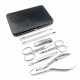Niegeloh Solingen 7 pcs XL TopInox Surgical Stainless Steel German Mens Manicure Set Grooming kit In Black Leather Case Made in Solingen Germany