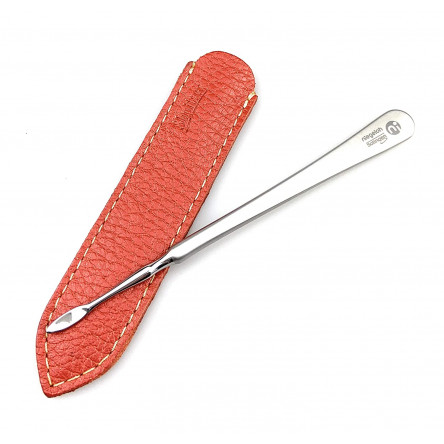 Niegeloh Solingen Surgical Stainless Steel Nail Cleaner German Manicure Pedicure tool - 12cm in Durable Full Grain Shpitser's Leather Case Handcrafted in Solingen Germany (Red)