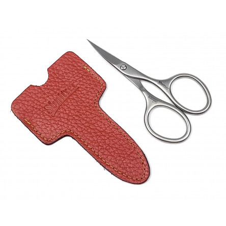 Stainless Steel Professional Manicure Nail Scissors Packed with Shpitser Full Grain Leather Case Red
