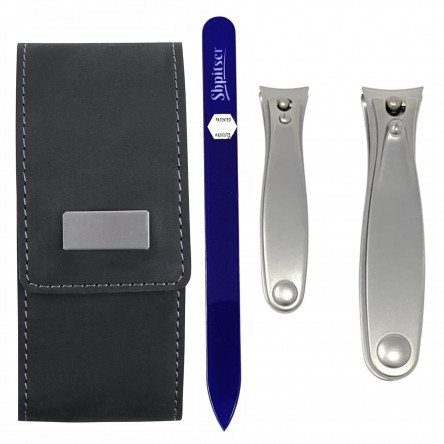 Erbe Solingen 2 pcs Surgical Stainless Steel German Manicure Pedicure Nail Clipper Trimming Set Grooming Kit In Genuine Leather Case Made in Solingen Germany With BONUS: SHPITSER Crystal Nail File