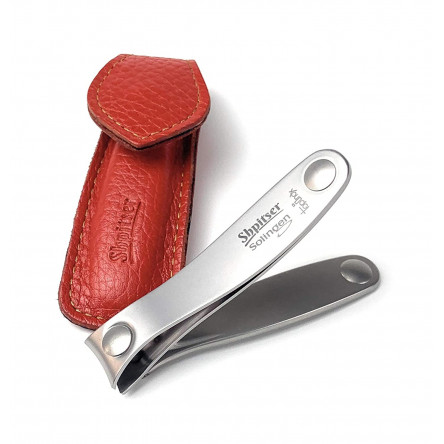 Shpitser Solingen TopInox Nail Clipper  Stainless Steel Cutter German Nail Trimmer. Packed with Genuine Leather Case (Novo Red 8cm Toenail Clipper)