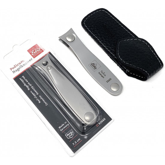 Erbe Professional Manicure and Pedicure Stainless Steel Large Toenail Clipper, Handmade in Solingen Germany, 7.5cm With Leather Case