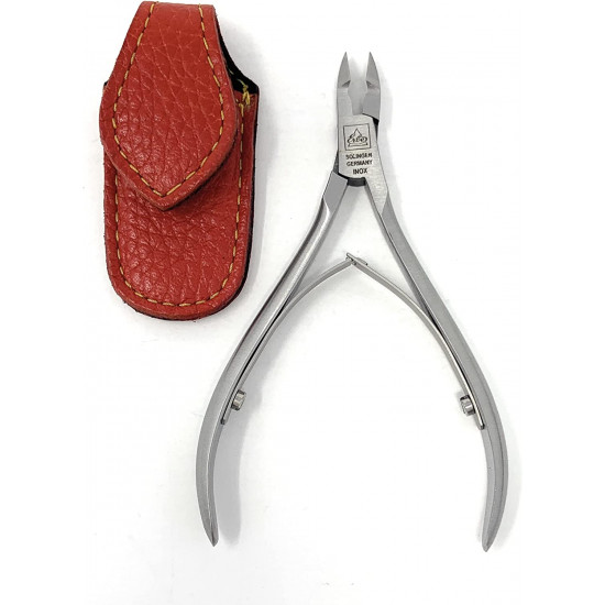 Erbe Professional Premium Stainless Steel Full Jaw Double Spring Cuticle Nippers Made in Solingen, Germany with Full Grain Genuine Leather Case Handmade By Shpitser