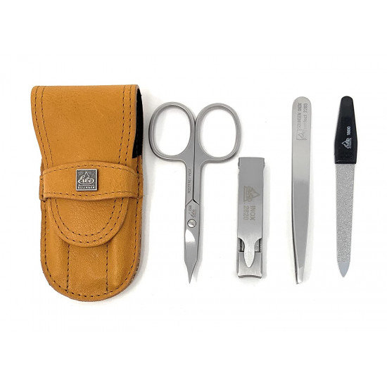 Erbe Solingen 4 pcs Surgical Stainless Steel German Manicure Set In Luxury Genuine Leather Case Made in Solingen Germany 