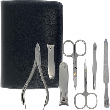 SHPITSER Professional 7pc TopInox Surgical Stainless Steel Tools Manicure Pedicure Set in Genuine Durable Leather Case Handmade in Solingen Germany for Nail and Cuticle Care