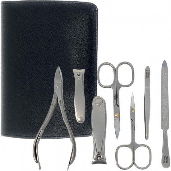 SHPITSER Professional 7pc TopInox Surgical Stainless Steel Tools Manicure Pedicure Set in Genuine Durable Leather Case Handmade in Solingen Germany for Nail and Cuticle Care