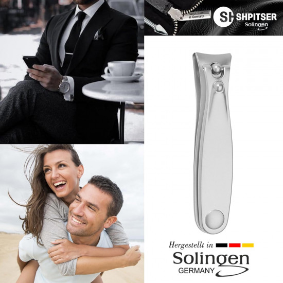 Shpitser Manicure and Pedicure Nail Clipper, German Stainless Steel, Handcrafted in Solingen Germany, Small, 6cm, Genuine Leather Case 