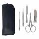 Professional Manicure and Pedicure Set of 5 Surgical Stainless Steel Instruments, Made in Solingen, Germany, Luxury Topinox Grooming Kit In Full Grain Nappa Leather Case