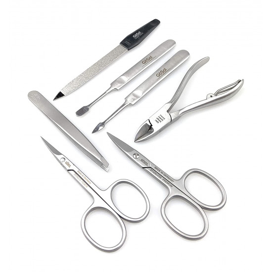 Solingen Professional XL Manicure Pedicure Kit - Portable Travel Surgical Stainless Steel Nail Grooming kit for Men and Women - Made in Solingen Germany| 7 Pieces Packed with Leather Case (Red) Solingen Professional XL Manicure Pedicure Kit - Portable Travel Surgical Stainless Steel Nail Grooming kit for Men and Women - Made in Solingen Germany| 7 Pieces Packed with Leather Case (Red)