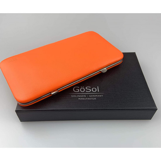 Solingen Professional XL Manicure Pedicure Kit - Portable Travel Surgical Stainless Steel Nail Grooming kit for Men and Women - Made in Solingen Germany| 7 Pieces Packed with Leather Case (Orange) Solingen Professional XL Manicure Pedicure Kit - Portable Travel Surgical Stainless Steel Nail Grooming kit for Men and Women - Made in Solingen Germany| 7 Pieces Packed with Leather Case (Orange)