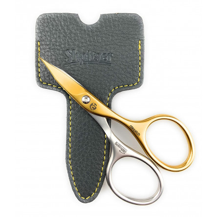 Niegeloh Solingen Professional Stainless Steel Titanium Gold Self Sharpened Combination Nail and Cuticle Scissors - Made in Solingen Germany | Packed with Shpitser Leather Case