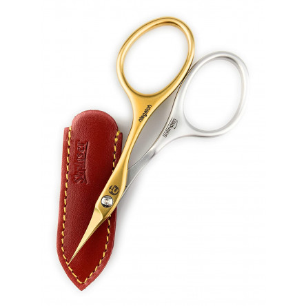 Niegeloh Solingen Extra Pointed Cuticle Tower Point Inox Style Titanium Gold Self Sharpened Scissors Made in Solingen Germany | Packed with Shpitser Leather Case