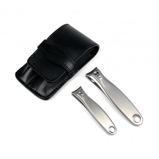 Shpitser Solingen 2 Pieces Luxuries TopInox Surgical Stainless Steel German Mens Hand Sharpened Manicure Pedicure Clipper Set Grooming kit In Italian Leather Case Made in Solingen Germany