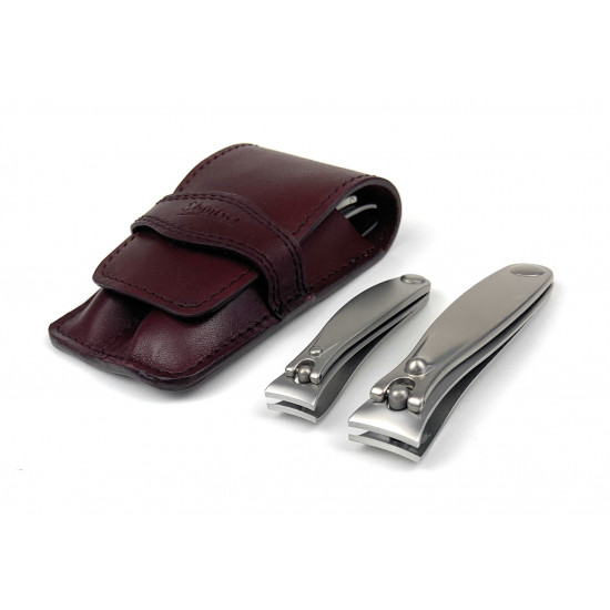Shpitser Solingen 2 Pieces Luxuries TopInox Surgical Stainless Steel German Mens Hand Sharpened Manicure Pedicure Clipper Set Grooming kit In Italian Leather Case Made in Solingen Germany