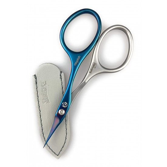 Niegeloh Solingen Extra Pointed Cuticle Tower Point Inox Style Titanium Blue Self Sharpened Scissors Made in Solingen Germany | Packed with Shpitser Leather Case Niegeloh Solingen Extra Pointed Cuticle Tower Point Inox Style Titanium Blue Self Sharpened Scissors Made in Solingen Germany | Packed with Shpitser Leather Case