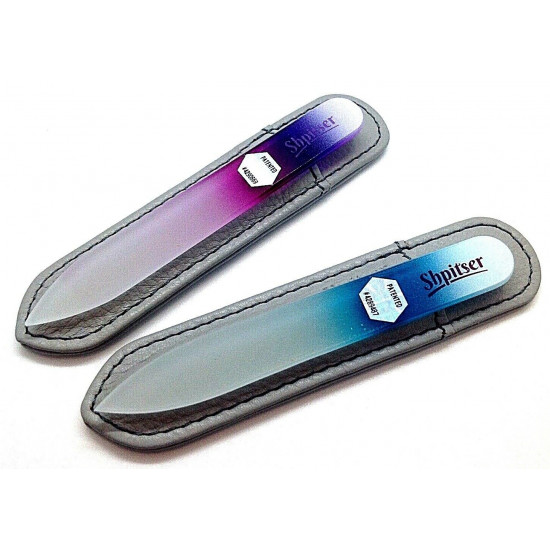 Shpitser 2 Pcs. 9cm Genuene Czech Patented Crystal Glass Nail File in Leather Cases Shpitser 2 Pcs. 9cm Genuene Czech Patented Crystal Glass Nail File in Leather Cases
