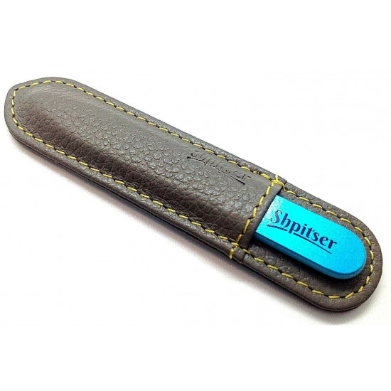 Genuene Czech Patented Bohemian Crystal Glass Nail File in Leather Case, 9cm Gray-turq Genuene Czech Patented Bohemian Crystal Glass Nail File in Leather Case, 9cm Gray-turq