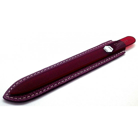 Genuene Czech Patented Bohemian Burgundy Full Color Crystal Glass Nail File in Leather Case, 14cm Genuene Czech Patented Bohemian Burgundy Full Color Crystal Glass Nail File in Leather Case, 14cm