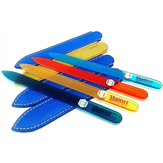 Genuene Czech Patented Bohemian Orange Full Color Crystal Glass Nail File in Leather Case, 14cm Genuene Czech Patented Bohemian Orange Full Color Crystal Glass Nail File in Leather Case, 14cm