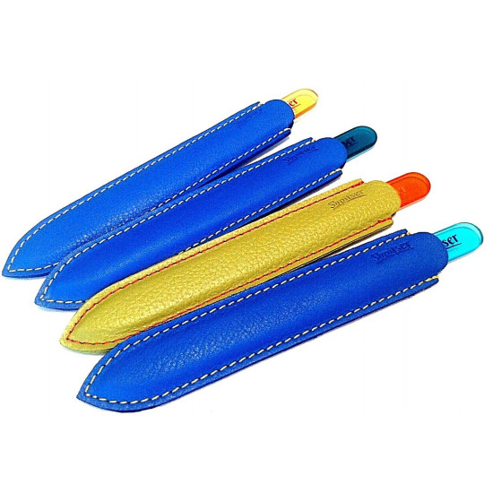 Genuene Czech Patented Bohemian Orange Full Color Crystal Glass Nail File in Leather Case, 14cm Genuene Czech Patented Bohemian Orange Full Color Crystal Glass Nail File in Leather Case, 14cm