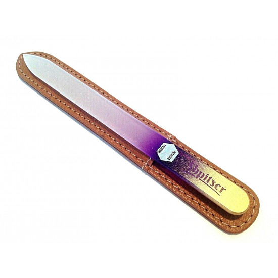 Genuene Czech Patented Bohemian Crystal Glass Nail File in Leather Case, 14cm Genuene Czech Patented Bohemian Crystal Glass Nail File in Leather Case, 14cm