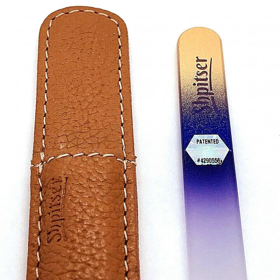 Genuene Czech Patented Bohemian Crystal Glass Nail File in Leather Case, 14cm Genuene Czech Patented Bohemian Crystal Glass Nail File in Leather Case, 14cm