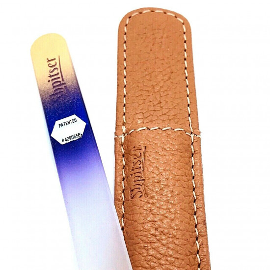 Genuene Czech Patented Bohemian Crystal Glass Nail File in Leather Case, 14cm Genuene Czech Patented Bohemian Crystal Glass Nail File in Leather Case, 14cm