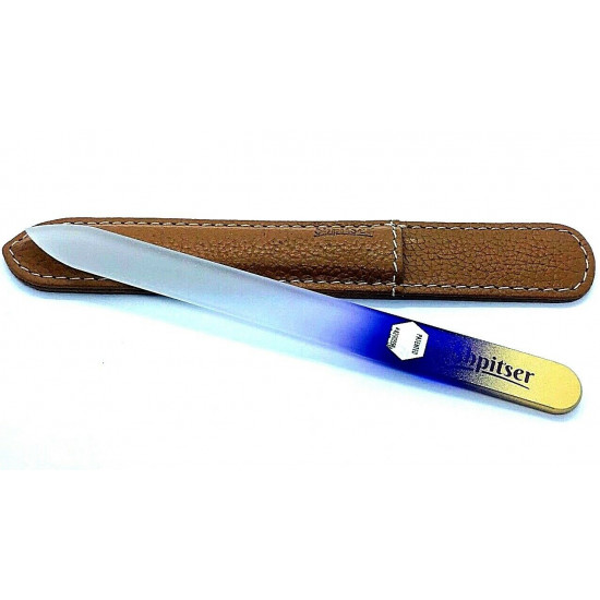 Genuene Czech Patented Bohemian Crystal Glass Nail File in Leather Case, 14cm Genuene Czech Patented Bohemian Crystal Glass Nail File in Leather Case, 14cm