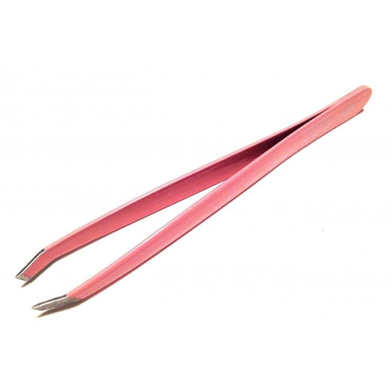 Niegeloh Professional TopInox Pink Coated Slant Tweezers with leather sleeve Germany Niegeloh Professional TopInox Pink Coated Slant Tweezers with leather sleeve Germany