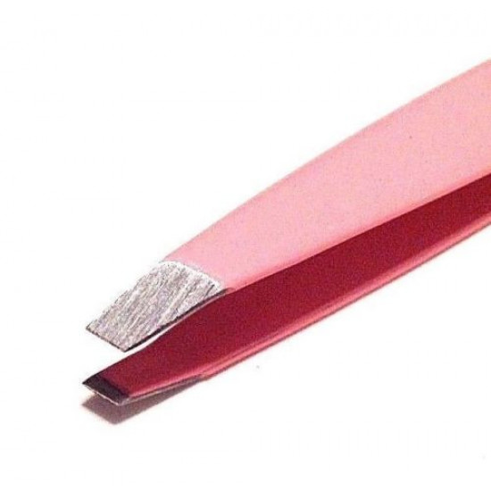 Niegeloh Professional TopInox Pink Coated Slant Tweezers with leather sleeve Germany Niegeloh Professional TopInox Pink Coated Slant Tweezers with leather sleeve Germany