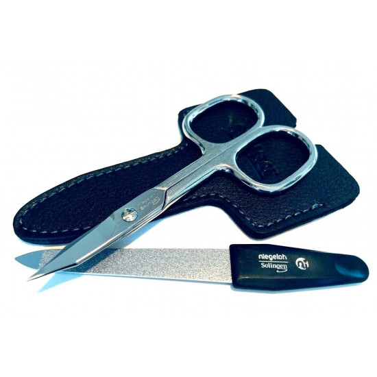 Niegeloh Solingen 2 pcs Black High Quality Leather Travel Special Steel Manicure Set Germany Niegeloh Solingen 2 pcs Black High Quality Leather Travel Special Steel Manicure Set Germany
