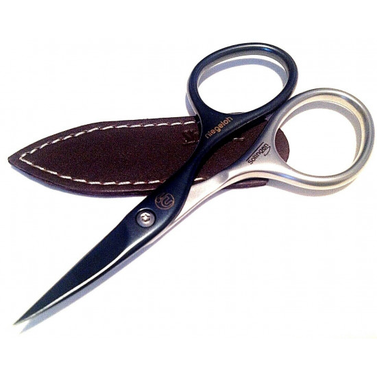 Niegeloh Solingen Cuticle Scissors Inox Style Titanium Black Self Sharpening 9cm with Dark Brown Leather Case Niegeloh Solingen Cuticle Scissors Inox Style Titanium Black Self Sharpening 9cm with Dark Brown Leather Case