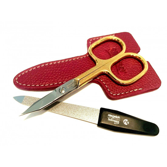 Niegeloh Solingen 2 pcs High Quality Leather Travel Special Steel Manicure Set Germany Raspberry Niegeloh Solingen 2 pcs High Quality Leather Travel Special Steel Manicure Set Germany Raspberry