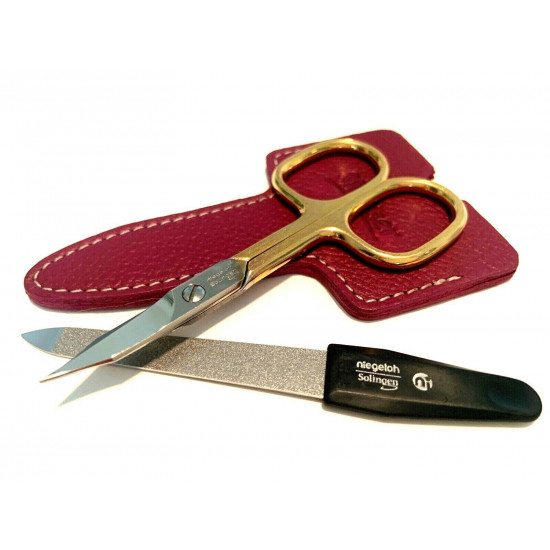 Niegeloh Solingen 2 pcs High Quality Leather Travel Special Steel Manicure Set Germany Raspberry Niegeloh Solingen 2 pcs High Quality Leather Travel Special Steel Manicure Set Germany Raspberry