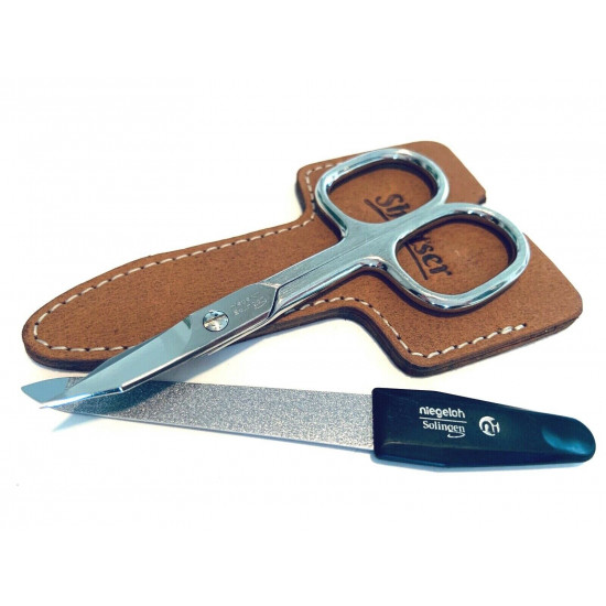 Niegeloh Solingen 2 pcs Caramel High Quality Leather Travel Special Steel Manicure Set Germany Niegeloh Solingen 2 pcs Caramel High Quality Leather Travel Special Steel Manicure Set Germany
