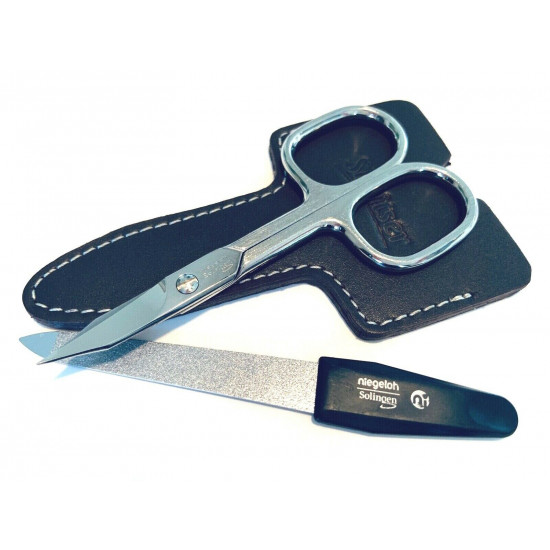 Niegeloh Solingen 2 pcs Brown High Quality Leather Travel Special Steel Manicure Set Germany Niegeloh Solingen 2 pcs Brown High Quality Leather Travel Special Steel Manicure Set Germany