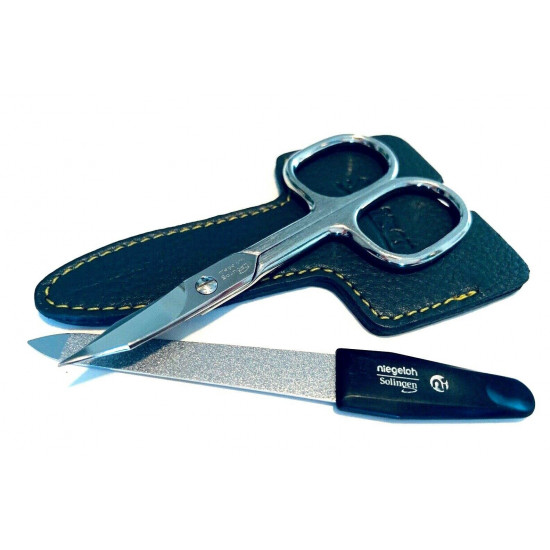 Niegeloh Solingen 2 pcs Dark Gray High Quality Leather Travel Special Steel Manicure Set Germany Niegeloh Solingen 2 pcs Dark Gray High Quality Leather Travel Special Steel Manicure Set Germany