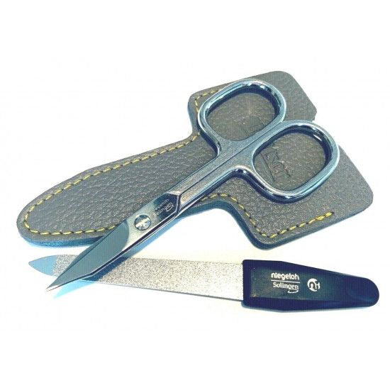Niegeloh Solingen 2 pcs Gray High Quality Leather Travel Stainless Steel Manicure Set Germany Niegeloh Solingen 2 pcs Gray High Quality Leather Travel Stainless Steel Manicure Set Germany