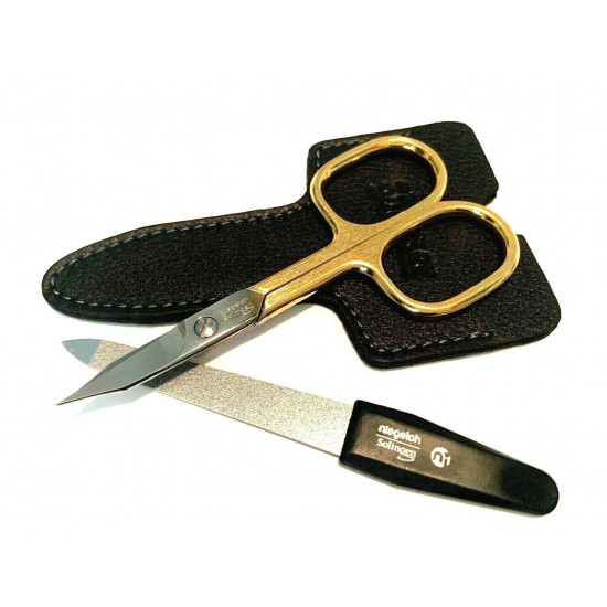 Niegeloh Solingen 2 pcs High Quality Leather Travel Special Steel Manicure Set Germany Black Niegeloh Solingen 2 pcs High Quality Leather Travel Special Steel Manicure Set Germany Black