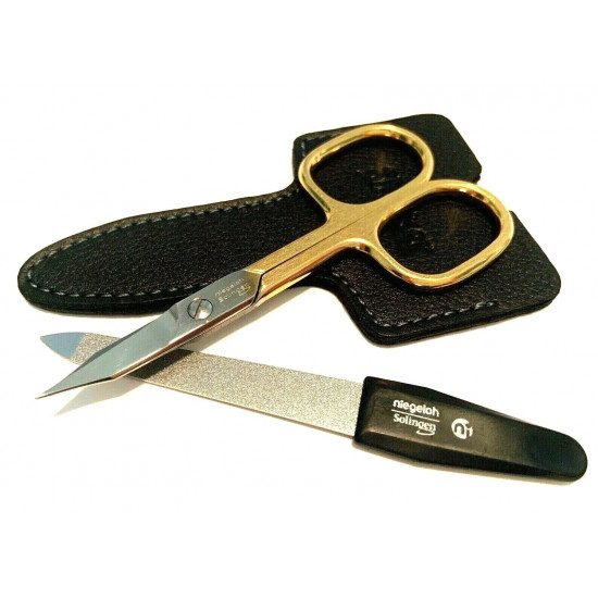 Niegeloh Solingen 2 pcs High Quality Leather Travel Special Steel Manicure Set Germany Black Niegeloh Solingen 2 pcs High Quality Leather Travel Special Steel Manicure Set Germany Black