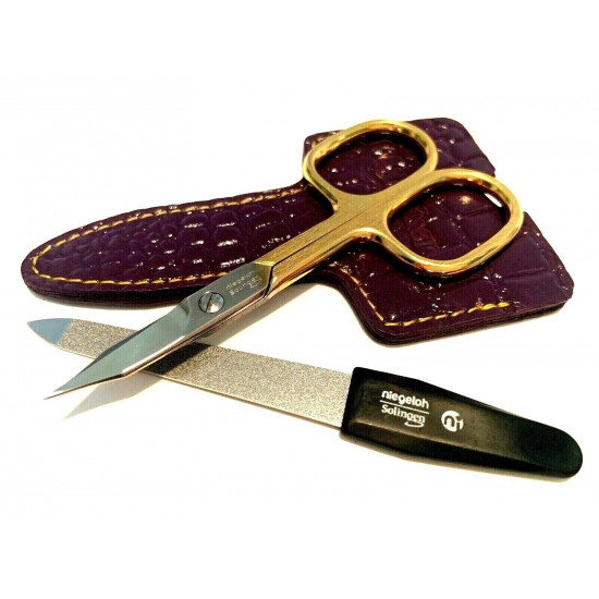 Niegeloh Solingen 2 pcs High Quality Leather Travel Special Steel Manicure Set Germany Purple Niegeloh Solingen 2 pcs High Quality Leather Travel Special Steel Manicure Set Germany Purple