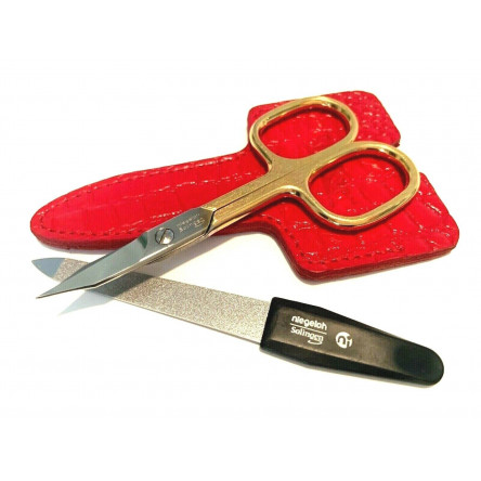 Niegeloh Solingen 2 pcs High Quality Leather Red Travel Special Steel Manicure Set Germany