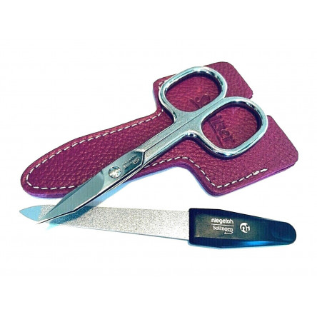 Niegeloh Solingen 2 pcs Raspberry High Quality Leather Travel Special Steel Manicure Set Germany