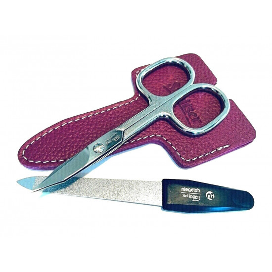 Niegeloh Solingen 2 pcs Raspberry High Quality Leather Travel Special Steel Manicure Set Germany Niegeloh Solingen 2 pcs Raspberry High Quality Leather Travel Special Steel Manicure Set Germany