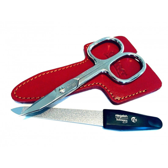 Niegeloh Solingen 2 pcs Red High Quality Leather Travel Spacial Steel Manicure Set Germany Niegeloh Solingen 2 pcs Red High Quality Leather Travel Spacial Steel Manicure Set Germany
