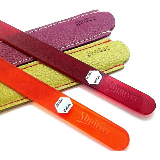 Shpitser 2 Pcs. Genuene Czech Patented Crystal Glass Nail File in Leather Cases 14cm Shpitser 2 Pcs. Genuene Czech Patented Crystal Glass Nail File in Leather Cases 14cm