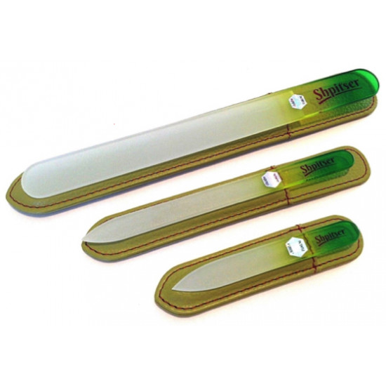Shpitser Genuine Patented Czech 3pc Crystal Glass File set in High Quality Leather Cases green Shpitser Genuine Patented Czech 3pc Crystal Glass File set in High Quality Leather Cases green