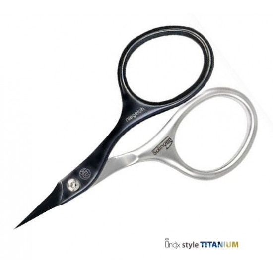 Niegeloh Solingen Extra Pointed Cuticle Tower Point Inox Style Titanium Black Self Sharpened Scissors Made in Solingen Germany | Packed with Shpitser Leather Case (Titanium Black)